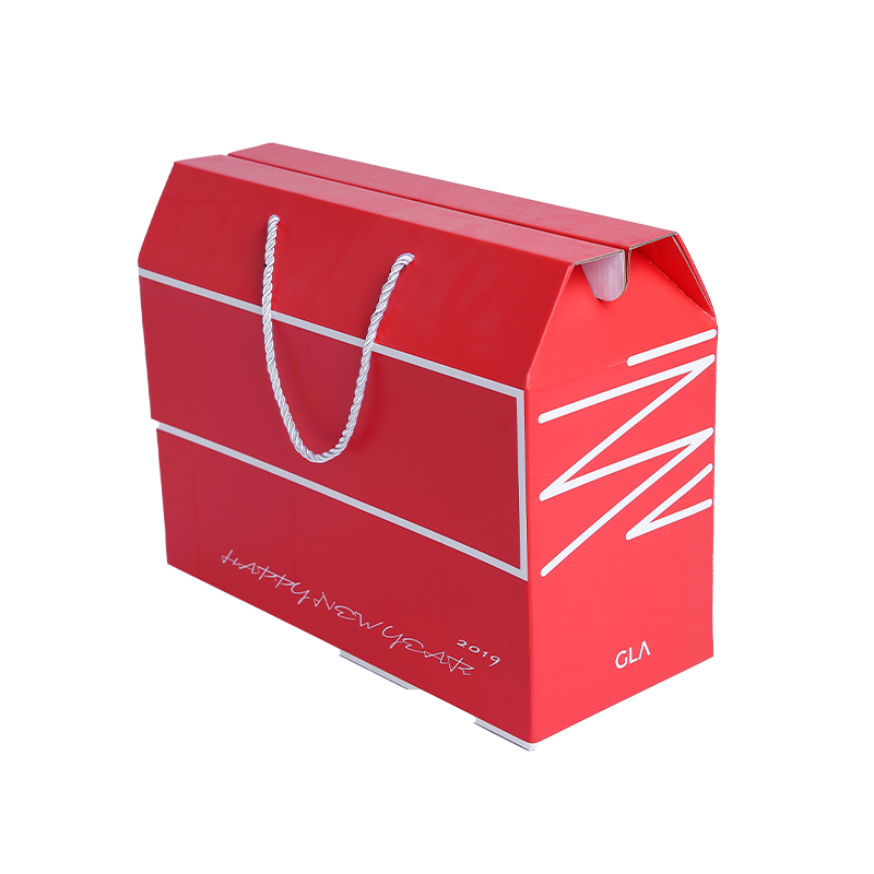 Festival limited house shape corrugated packaging box with rope handle 