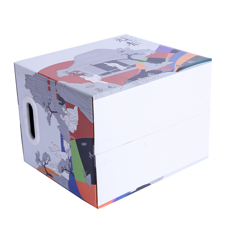 Special designed large wine packaging carton with die-cut handle 