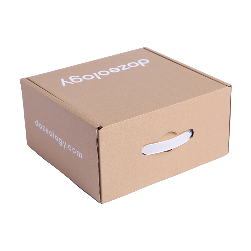 Biodegradable kraft mounted corrugated board box with plastic handle 