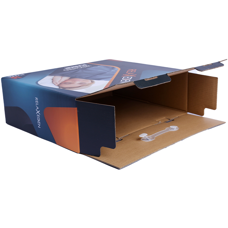 Double-wall high-end corrugated packaging box with plastic handle 