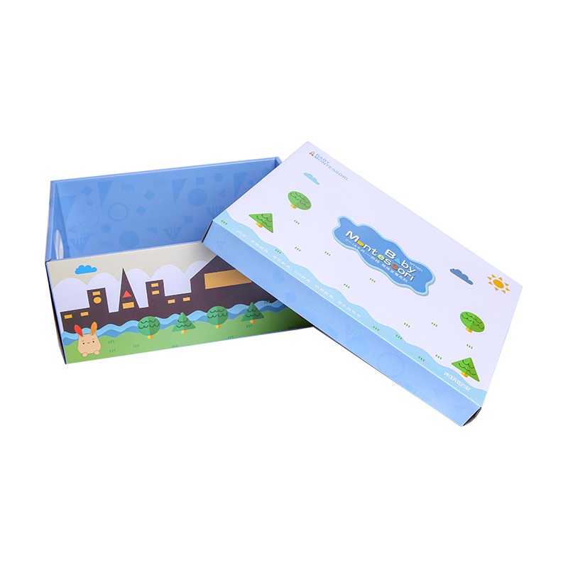 Offset printing foldable lid and base box for toys 