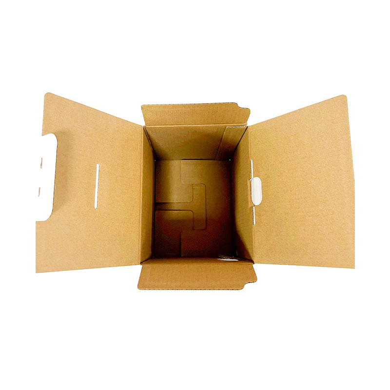 Snap lock bottom cardboard packing box with die cut hole 